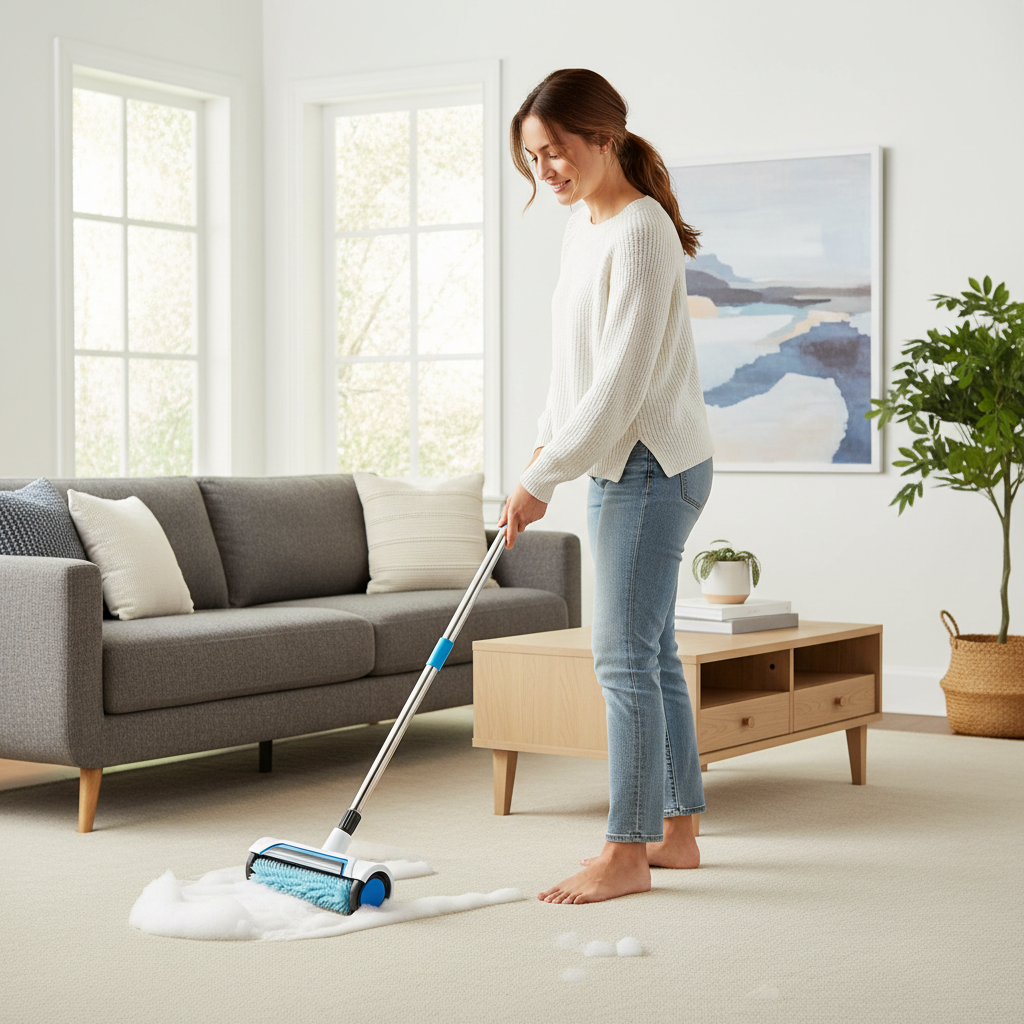 Manual Carpet Cleaning Brush – Upright Deep-Cleaning Scrub Brush for Removing Dirt, Stains and Debris from Home and Office Rugs