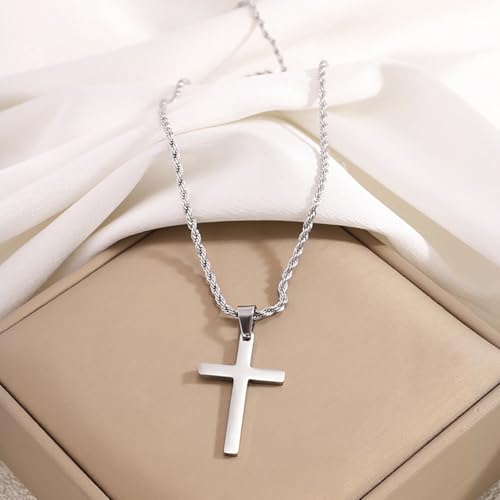 Stainless Steel Cross Necklace – Minimalist Gold Tone Pendant Jewelry for Men and Women, Stylish Everyday Choker Gift Accessory