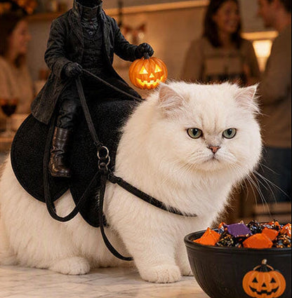 Headless Knight Pet Costume – 3D Pumpkin Lantern Halloween Outfit for Cats and Dogs, Funny Party Vest and Spooky Photo Accessory