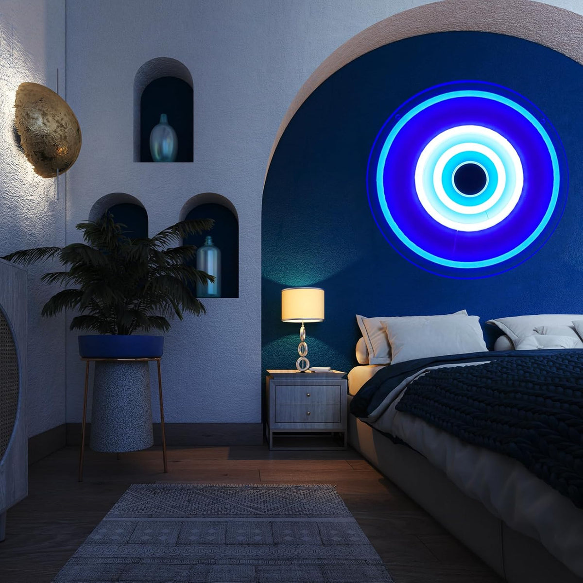 Dimmable Evil Eye Neon Sign – USB LED Wall Light for Bars, Garages, Bedrooms, Cafes and Man Caves with Mystical Home Decor