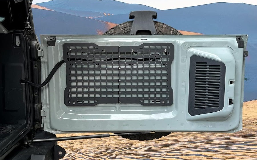 Off-Road Tailgate Storage Molle Panel – Steel Cargo Organizer Shelf for Ford Bronco Adventure and Utility Upgrades