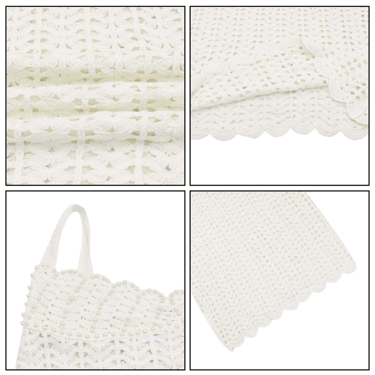 Elegant Crochet Pearl Beach Dress – Hollow-Out Seaside Suspender Cover-Up for Summer Holidays and Resort Wear