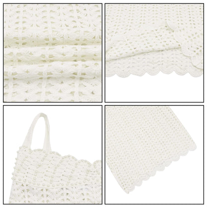 Elegant Crochet Pearl Beach Dress – Hollow-Out Seaside Suspender Cover-Up for Summer Holidays and Resort Wear