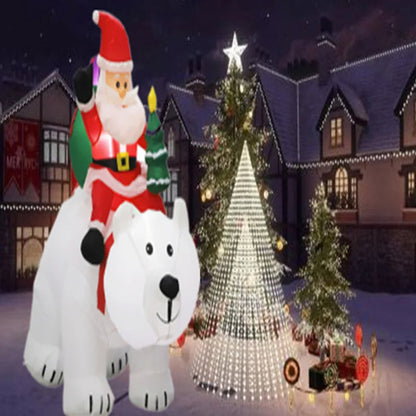 Inflatable Santa Riding Polar Bear – 2.1M Tall Christmas Outdoor Blow-Up Decoration with LED Lighting for Gardens, Yards, and Holiday Displays