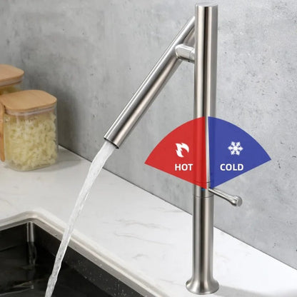 Stainless Steel Kitchen Faucet – Folding 360° Rotating Hot and Cold Mixer Tap with Ceramic Valve for Modern Sink Upgrades