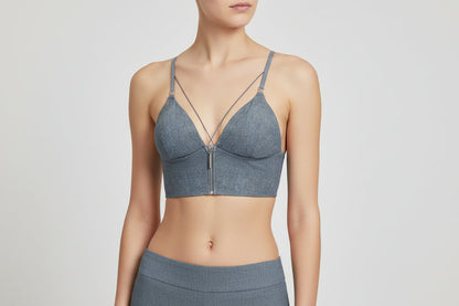 French Triangle Cup Seamless Bra – Beautiful Back Design with Thin Straps, Front Closure, and Smooth Everyday Comfort