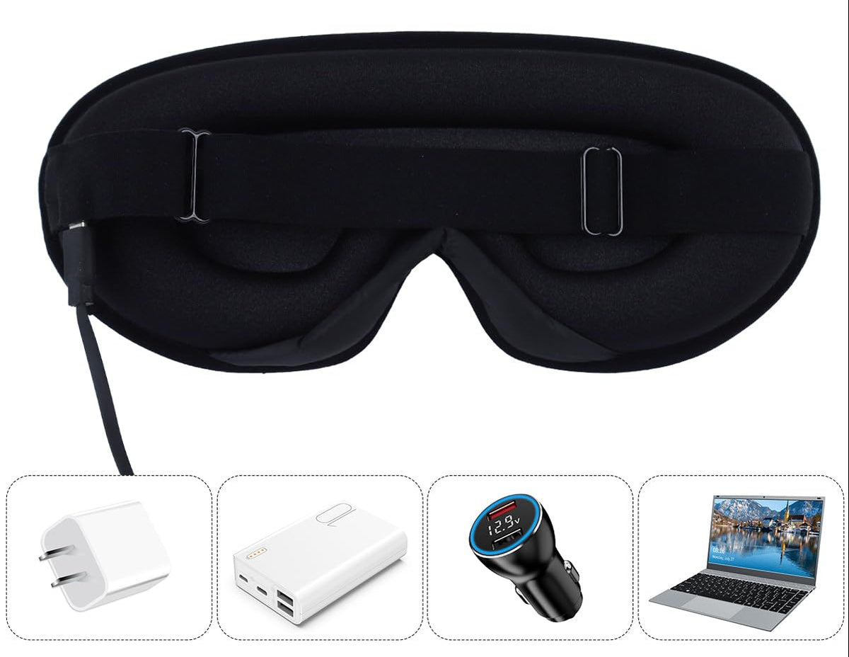 USB Heated Eye Mask – Vibration Eye Massager for Warm Compress, Sleep Support and Eye Strain Relief