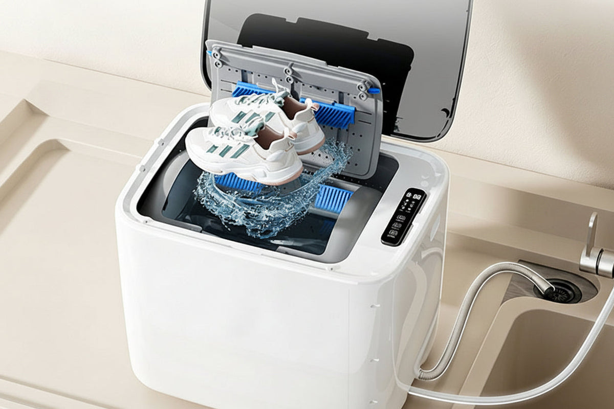 Automatic Shoe Washing Machine – Dual-Purpose Electric Cleaner with Detachable Brush Head and One-Button Cleaning for Household Footwear Care
