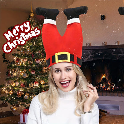 Vibrant Red Christmas Elf Pants Beanie – Funny Holiday Party Hat for Festive Celebrations, Costume Dress-Up, Santa-Themed Events, and Xmas Photo Props