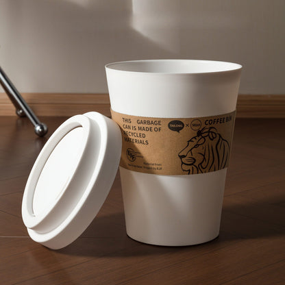 Coffee Cup Style Desktop Trash Can – Small Plastic Waste Bin with Lid for Home, Office and Bedroom Use