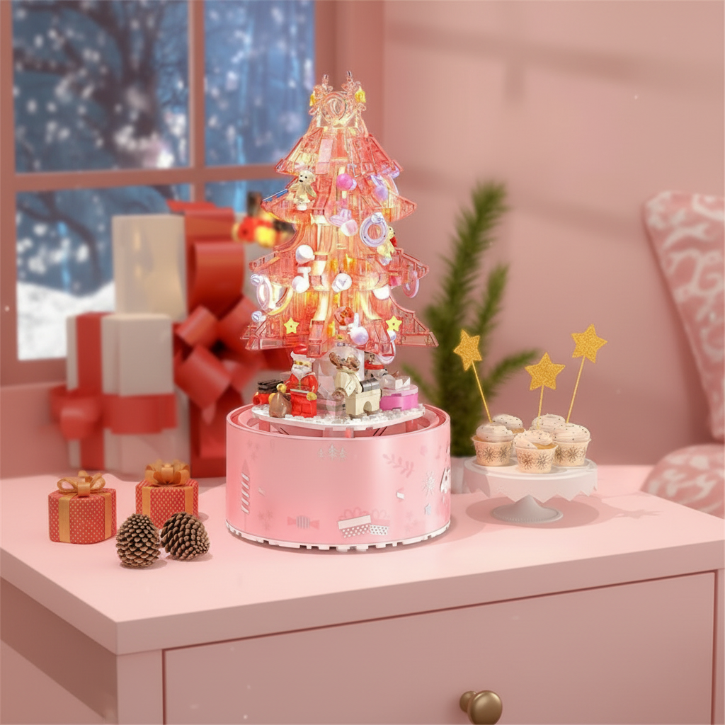 LED Crystal Christmas Tree Building Set – Rotating Musical DIY Model Kit, Sparkling Holiday Decoration & Perfect Christmas Gift for Family