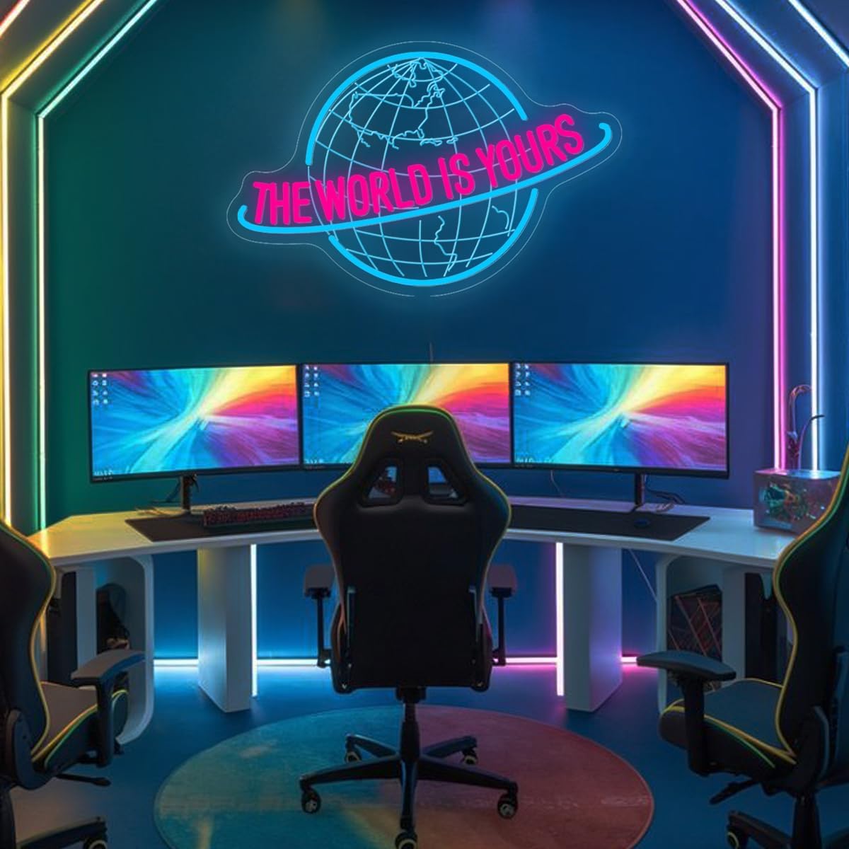 The World Is Yours Neon Sign – USB Planet LED Wall Light for Parties, Tiki Bars, Game Rooms and Bedroom Decor