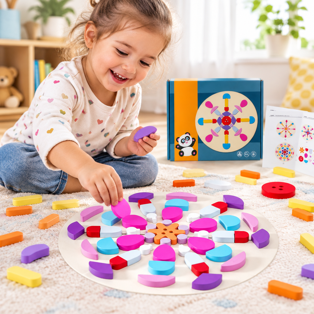 Wooden Creative Puzzle Blocks – Educational Building Toy for Kids with Hands-On Problem Solving, Imaginative Construction and Fine Motor Skill Play