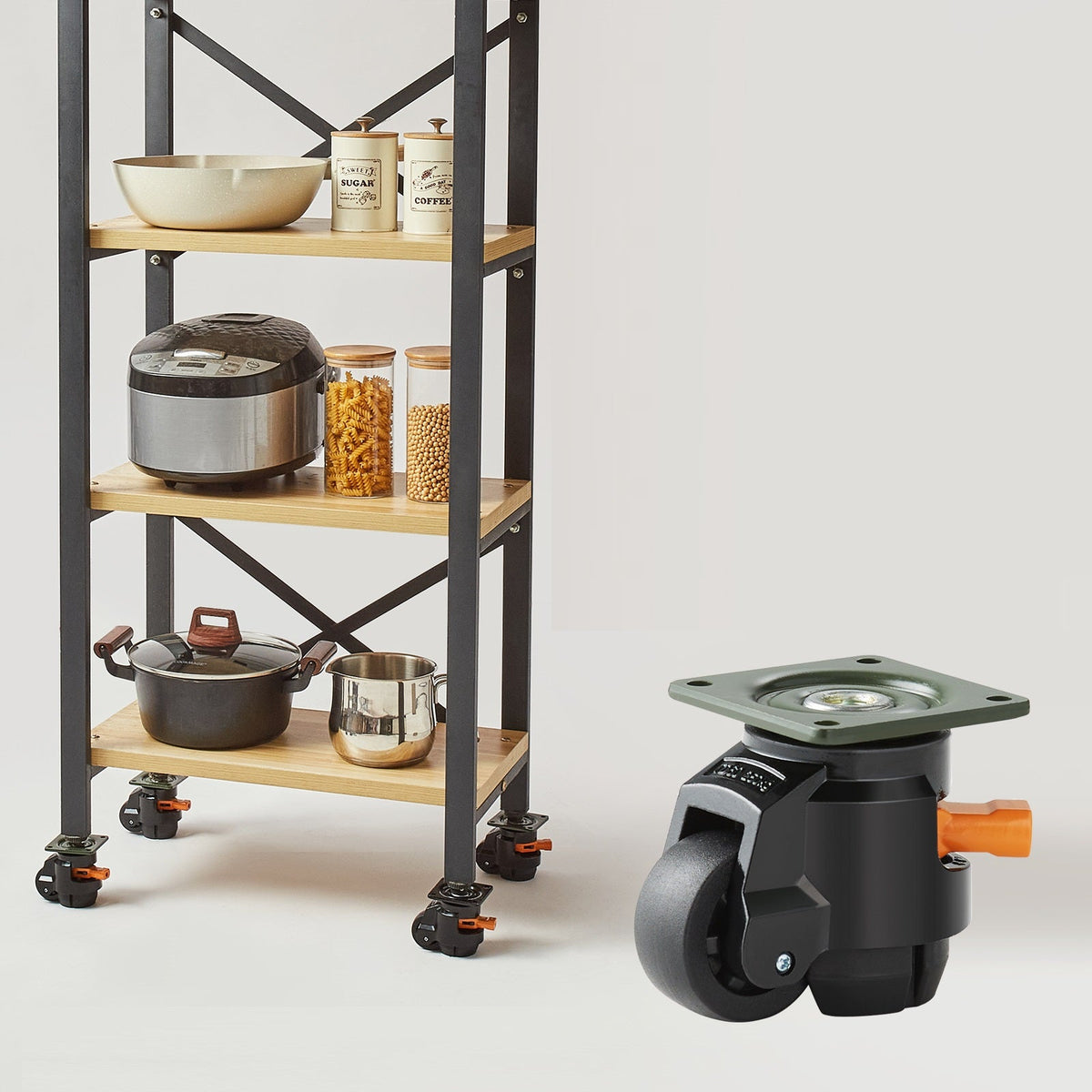 Adjustable Heavy Duty Leveling Casters – Set of 4 360° Swivel Wheels for Tables, Furniture & Carts Supporting Up to 1100 lbs