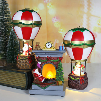 Santa & Snowman Hot Air Balloon Ornament – LED Glowing Christmas Decoration for Bedroom, Tabletop & Festive New Year Home Décor