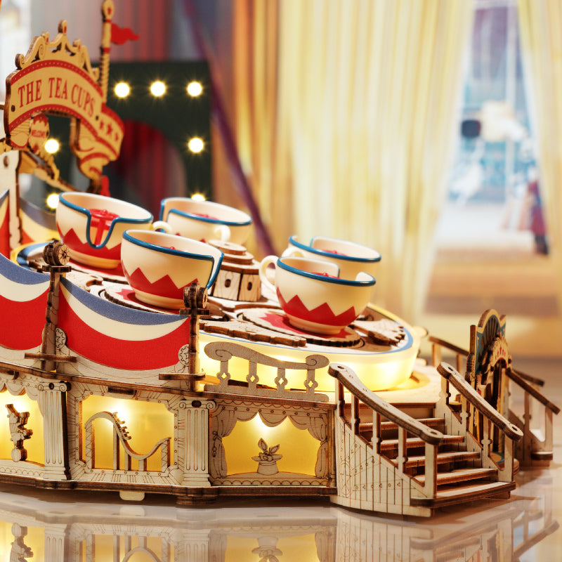 Tilt-A-Whirl Puzzle Building Toy – 3D Amusement Park Tea Cup Building Toy, Creative Christmas or Birthday Gift for Kids