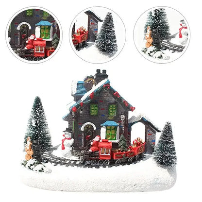 Christmas Luminous House Ornament – Winter Village Resin Desk Decoration with LED Lights, Perfect for Holiday Homes, Mantels, and Festive Displays