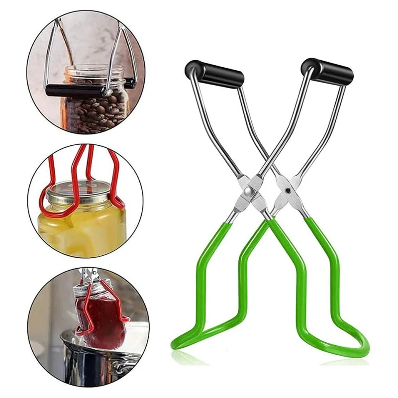 Stainless Steel Canning Jar Lifter – Grip Handle Tongs for Safely Handling Hot Mason Jars, Glass Containers and Home Preserving Projects
