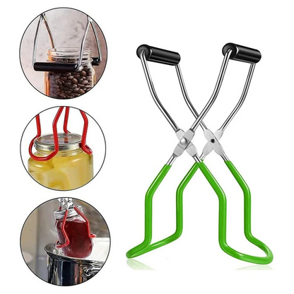 Stainless Steel Canning Jar Lifter – Grip Handle Tongs for Safely Handling Hot Mason Jars, Glass Containers and Home Preserving Projects