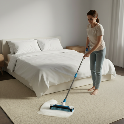 Manual Carpet Cleaning Brush – Upright Deep-Cleaning Scrub Brush for Removing Dirt, Stains and Debris from Home and Office Rugs