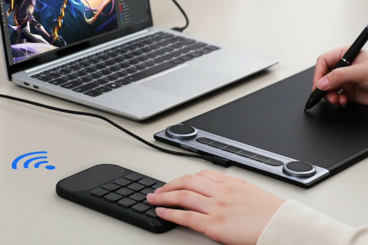 Keydial Mini Wireless Keyboard – Compact Bluetooth Keyboard with Multifunction Dial for Desktop, Tablet, Laptop and Creative Workspaces
