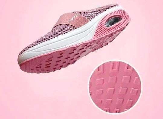 Women’s Orthopedic Air Cushion Walking Shoes – Breathable Slip-On Diabetic Wedge Sneakers with Lightweight Mesh for Comfort & Arch Support