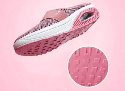 Women’s Orthopedic Air Cushion Walking Shoes – Breathable Slip-On Diabetic Wedge Sneakers with Lightweight Mesh for Comfort & Arch Support