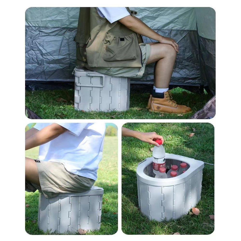 Portable Folding Camping Toilet Seat – Travel Bucket Toilet with Lid for Car Trips, Emergency Outdoor Camping Toilet for Hiking, Fishing and Road Travel