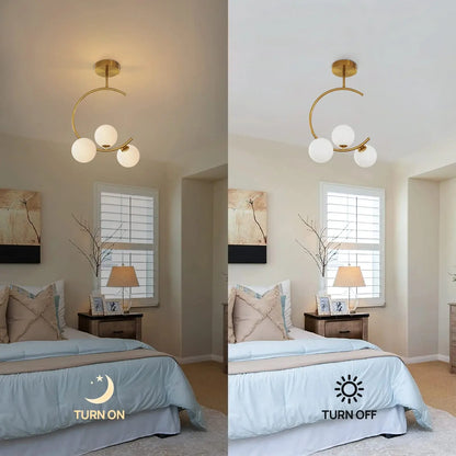 Glass Ball Ceiling Chandelier – Luxury Gold Pendant Light for Living Room, Bedroom and Hallway Decor