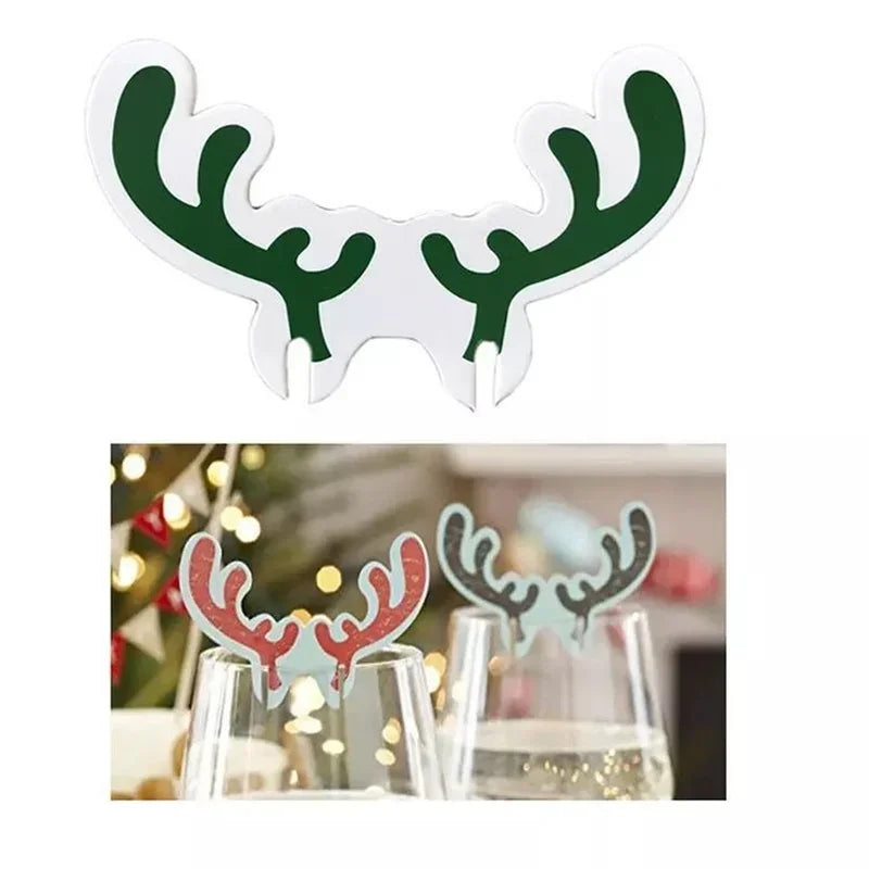 Wine Glass Christmas Card Set – 10-Piece  Santa Hat Cup Decorations for Home, Parties, Xmas Table Settings & New Year Celebrations
