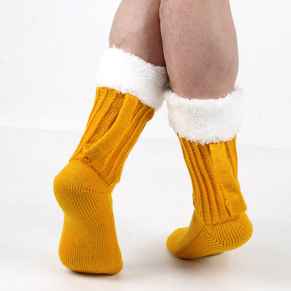 Cozy Thick Beer Mug Knit Socks – Warm Winter Floor Socks for Men & Women, Soft Mid-Tube Design, Fits EU 36–42 Sizes