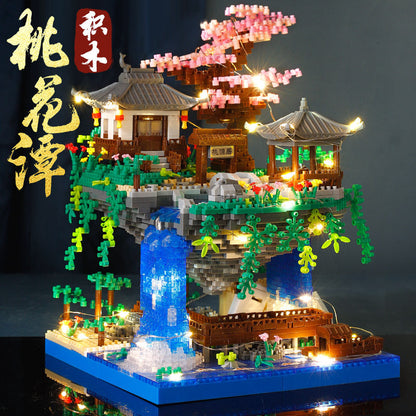 Peach Blossom Garden Building Blocks – 3320 pcs DIY Mini Diamond Brick Tree House Toy with LED Lights for Kids