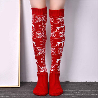 Women’s Christmas Knit Over-Knee Socks – Warm Cotton Winter Stockings, Trendy 2025 Holiday Accessories for Festive Outfits, Lounge Wear, and Seasonal Fashion