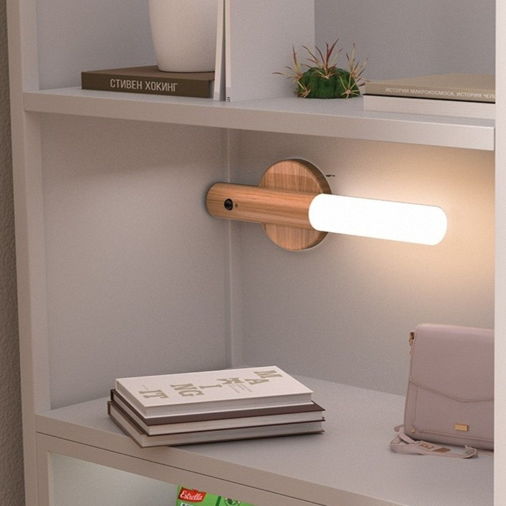 Rechargeable Wooden Motion Sensor Wall Light – Wireless USB LED Night Lamp for Hallways, Bedrooms, Stairs and Convenient Hands-Free Illumination