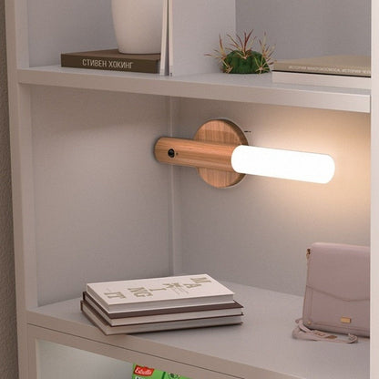 Rechargeable Wooden Motion Sensor Wall Light – Wireless USB LED Night Lamp for Hallways, Bedrooms, Stairs and Convenient Hands-Free Illumination