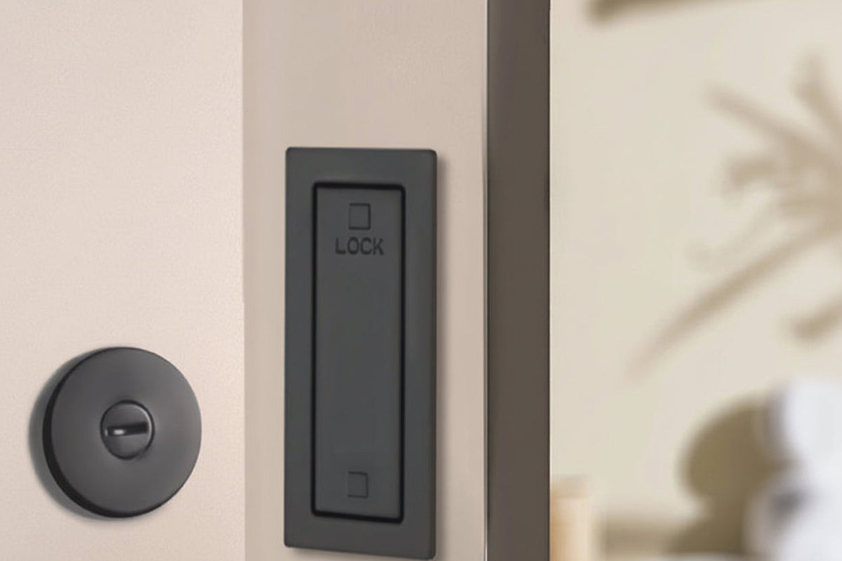 Invisible Push-Out Door Lock – Embedded Hardware Latch for Bathrooms, Barn Doors, Sliding Doors, Hidden Rooms and Minimalist Interior Security