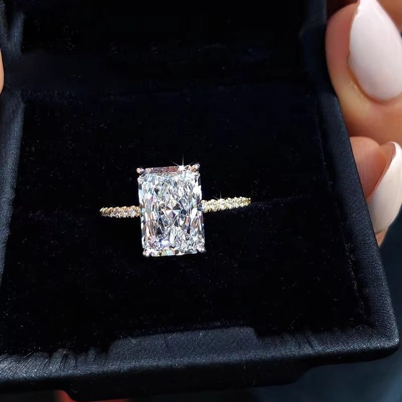 Color Moissanite Eternity Band Ring – 4mm D 925 Sterling Silver Wedding Jewelry for Women with Sparkling Diamond-Look Stones, Elegant Everyday Luxury Style