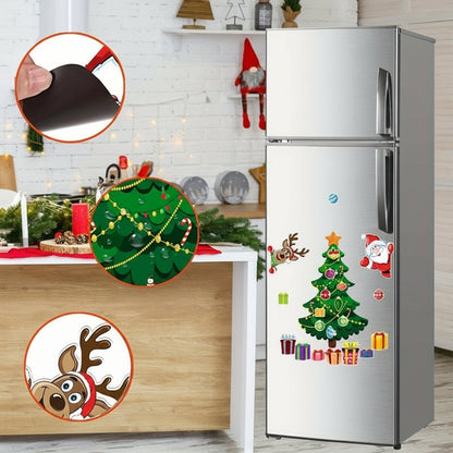Magnetic Christmas Tree Refrigerator Decor – Festive Santa & Reindeer Holiday Magnets for Fridge, Metal Garage Doors, and Seasonal Home Decorations