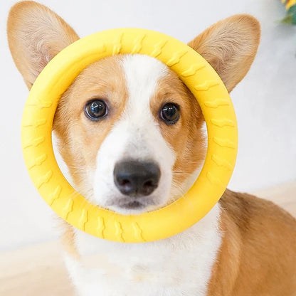 Floating Dog Ring Toy – Anti-Bite Flying Disc and Puller for Interactive Fetch, Training, Tugging and Aggressive Chewers