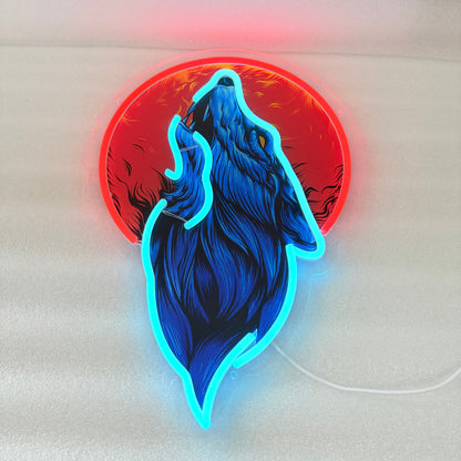 Blue Wolf Head Neon Sign – Cool Anime LED Wall Decor for Game Rooms, Bars, Clubs and Bedrooms with Personalized Gaming Style