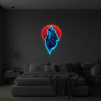 Blue Wolf Head Neon Sign – Cool Anime LED Wall Decor for Game Rooms, Bars, Clubs and Bedrooms with Personalized Gaming Style