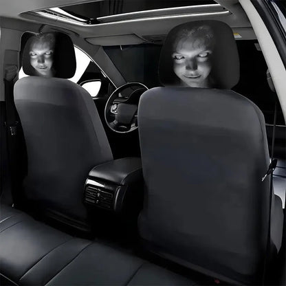 Scary Halloween Car Headrest Cover – Printed Creepy Face Seat Protector for Funny Vehicle Decorations, Haunted Themes and Spooky Seasonal Styling