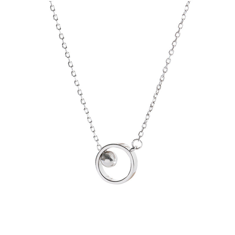 Geometric Circle Pendant Necklace – Silver Tone Beaded Tassel Clavicle Chain with Aesthetic Choker Design for Women, Fashion and Everyday Styling