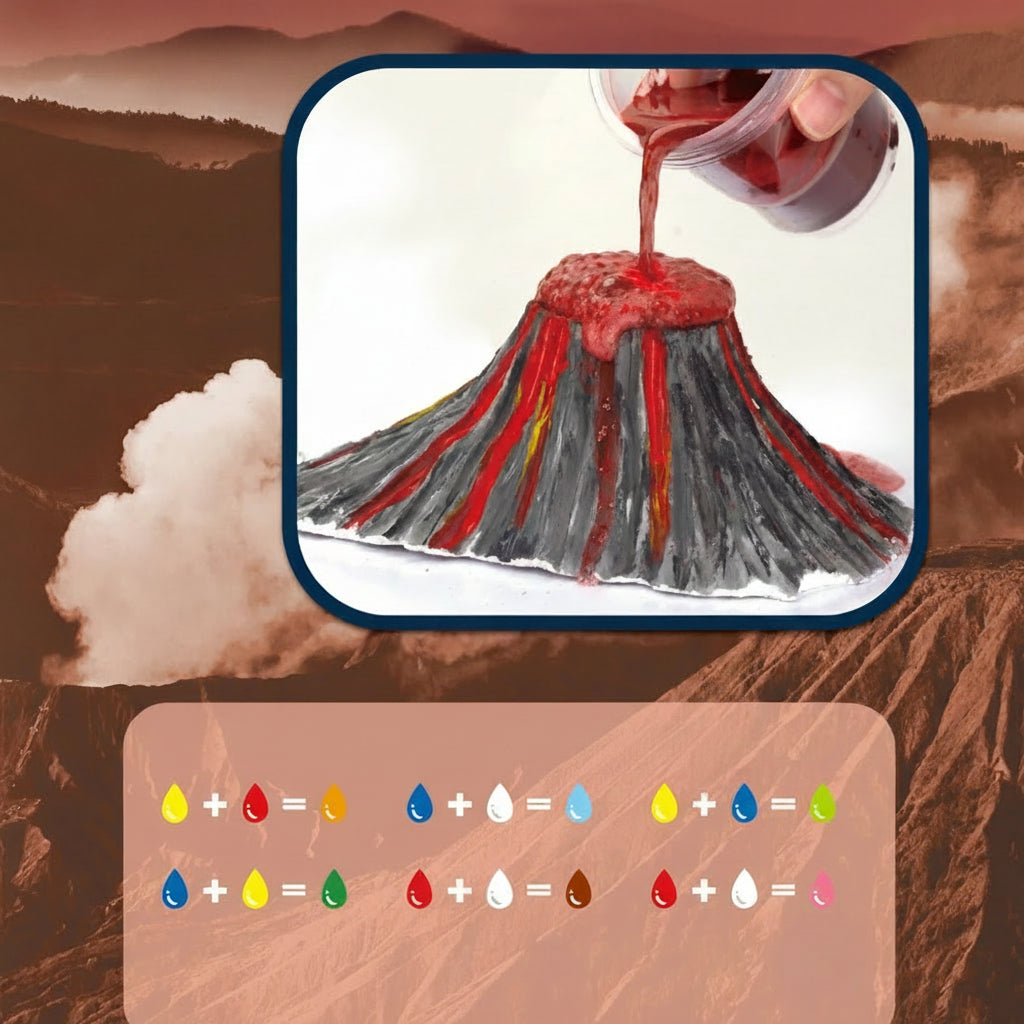 Volcano Eruption Science Kit - DIY Painting and Experiment Toy for Kids Educational Learning and Creative Birthday Gift Activities