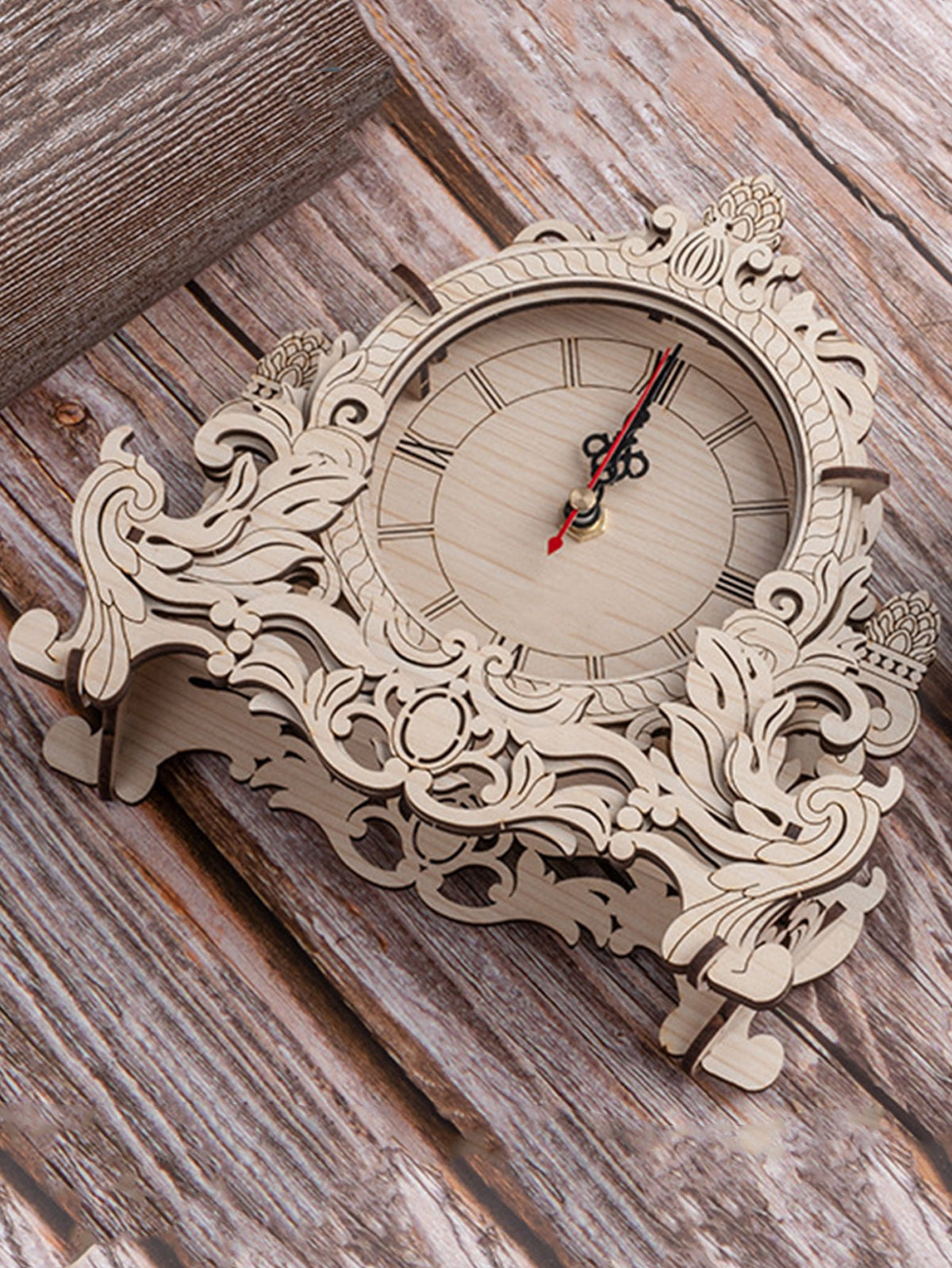 DIY Wooden Clock Puzzle Model Kit – 3D DIY Desktop Architectural Building Blocks with Functional Clock for Home Decor and Gifts