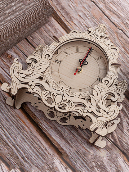 DIY Wooden Clock Puzzle Model Kit – 3D DIY Desktop Architectural Building Blocks with Functional Clock for Home Decor and Gifts