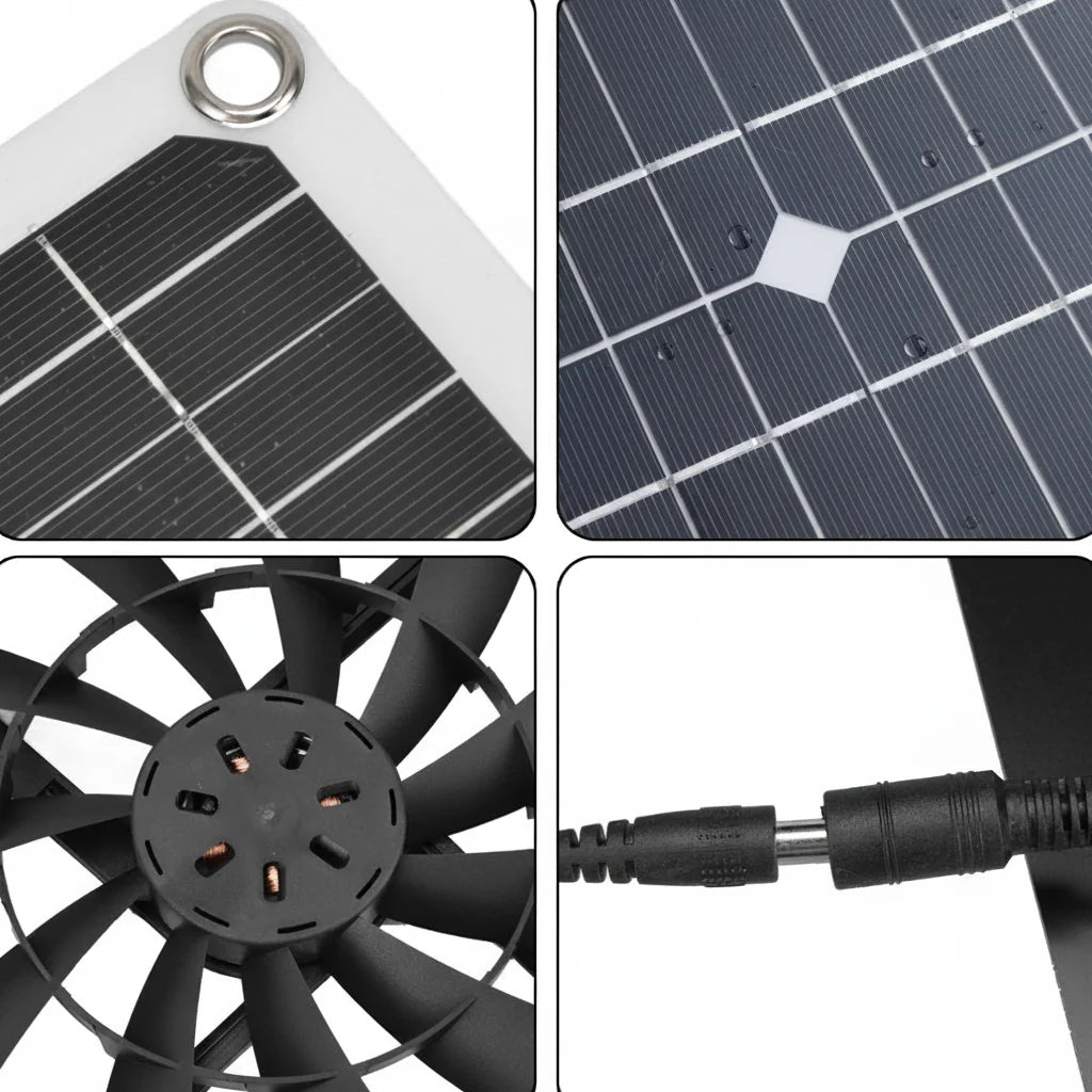 Solar Exhaust Fan Kit – 6-Inch Weatherproof Energy-Saving Ventilation for Greenhouses, RVs, Chicken Coops, Sheds and Dog Houses