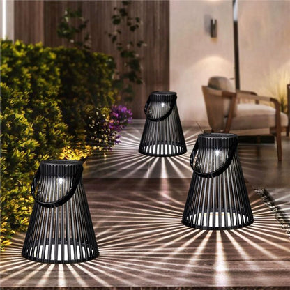 Solar Rattan Hanging Lamp – Waterproof Outdoor Projection Light for Gardens, Villas, Balconies, Camping and Patios with Warm Decorative Atmosphere