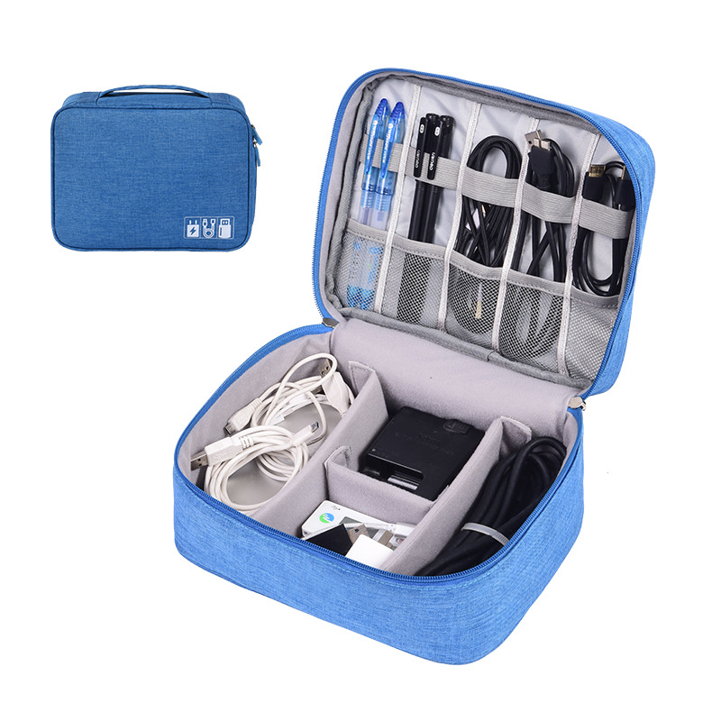 Seagull Nylon Tech Organizer Case – Two-Layer Electronic Gadget Storage Bag for Hard Drives, Cables, Pen Drives & Travel Accessories, 24×18×10 cm