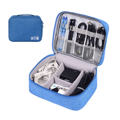 Seagull Nylon Tech Organizer Case – Two-Layer Electronic Gadget Storage Bag for Hard Drives, Cables, Pen Drives & Travel Accessories, 24×18×10 cm
